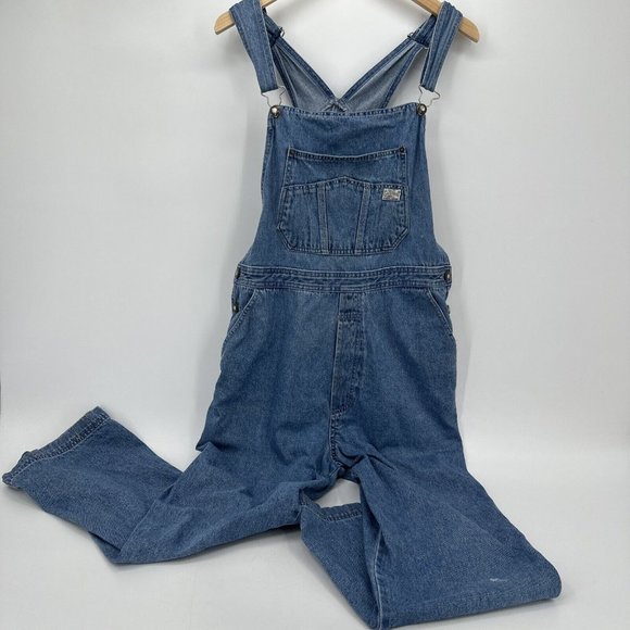 Bugle Boy Jeans Vintage Bugle Boy Gold Crest Womens Overalls Size 6 Blue Denim Jeans 9s Y2k